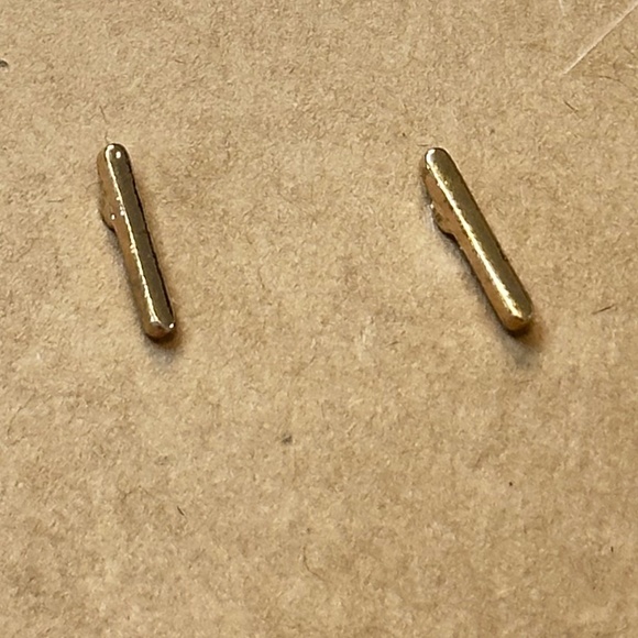 2/$15 Gold bar or stick post/stud earrings. Rounded, elongated bar/stick shape. - Picture 7 of 7